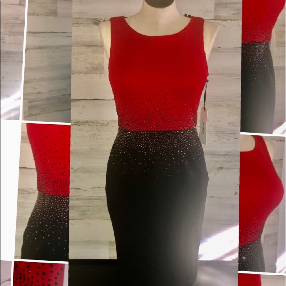 🎄The perfect Holiday dress! Calvin Klein, Rhinestone Embellished